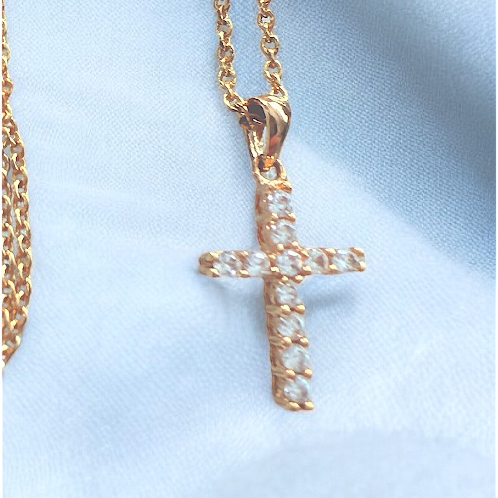 Premier Designs Rhinestone Cross Necklace Adjustable Chain 16" to 20" - Picture 10 of 15